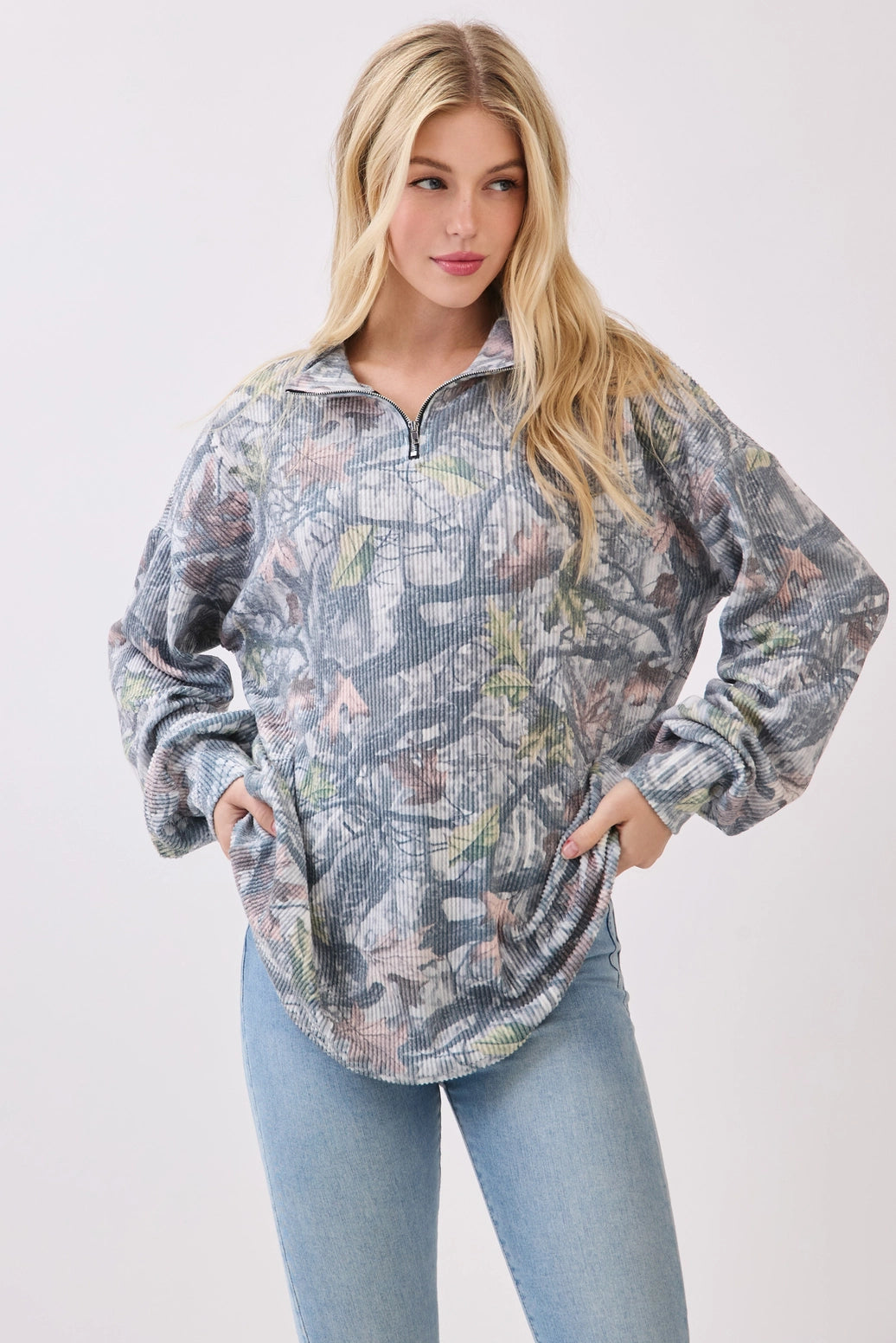 Camo Ribbed Quarter Zip