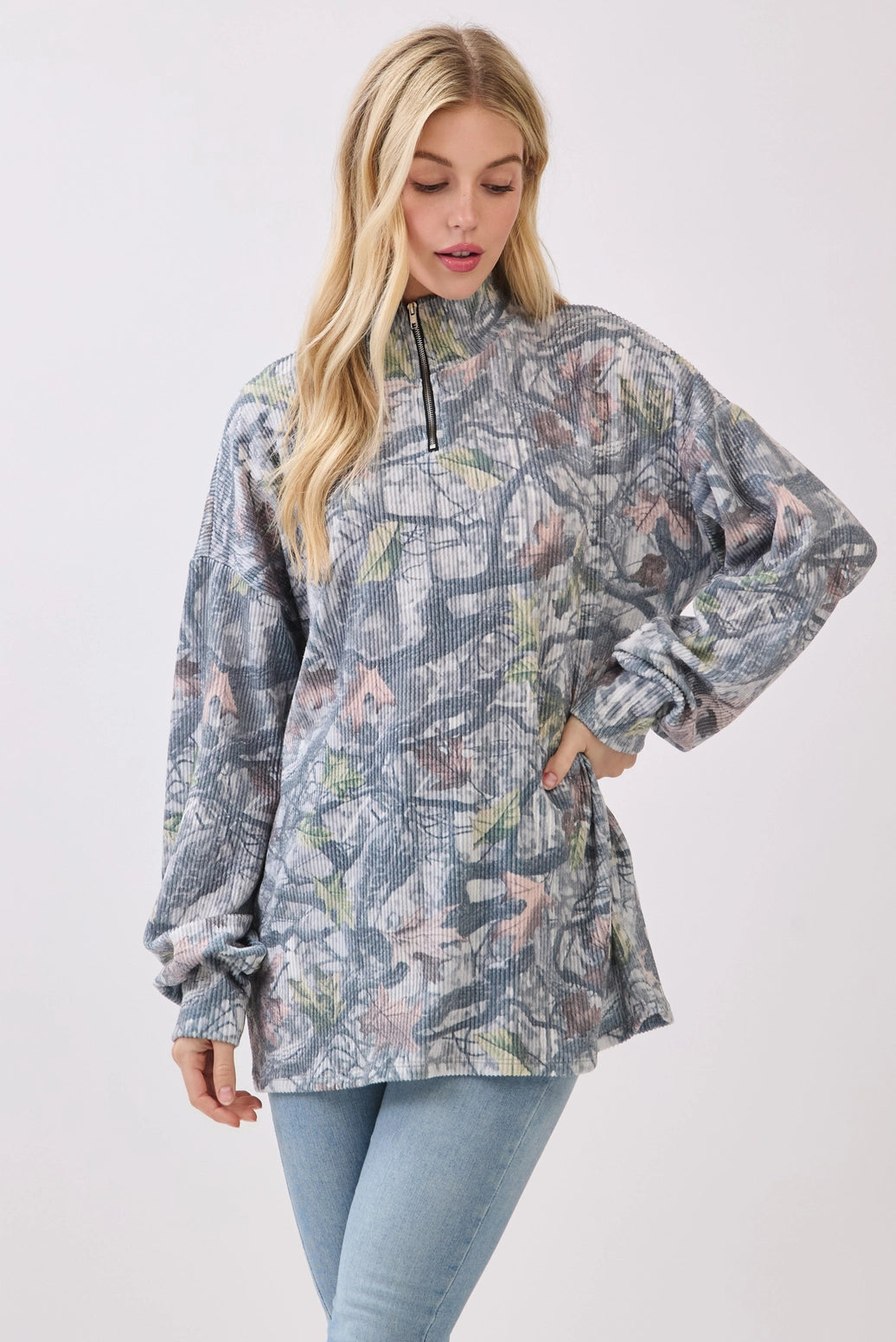 Camo Ribbed Quarter Zip