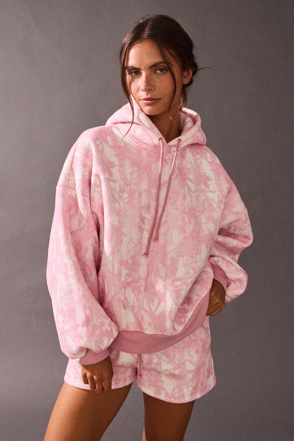 Pink Camo Hoodie Short Set