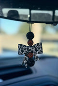 Cow Print Bow Car Charm