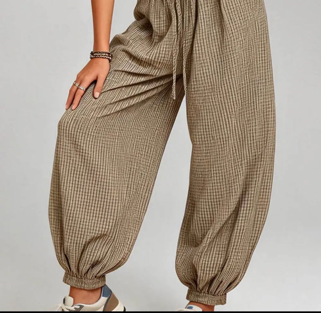 Gingham Elastic Pants