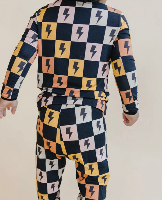 Kids Bamboo PJ's - Colorful Checks & Bolts