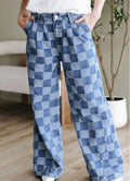 Checkered Denim Jeans