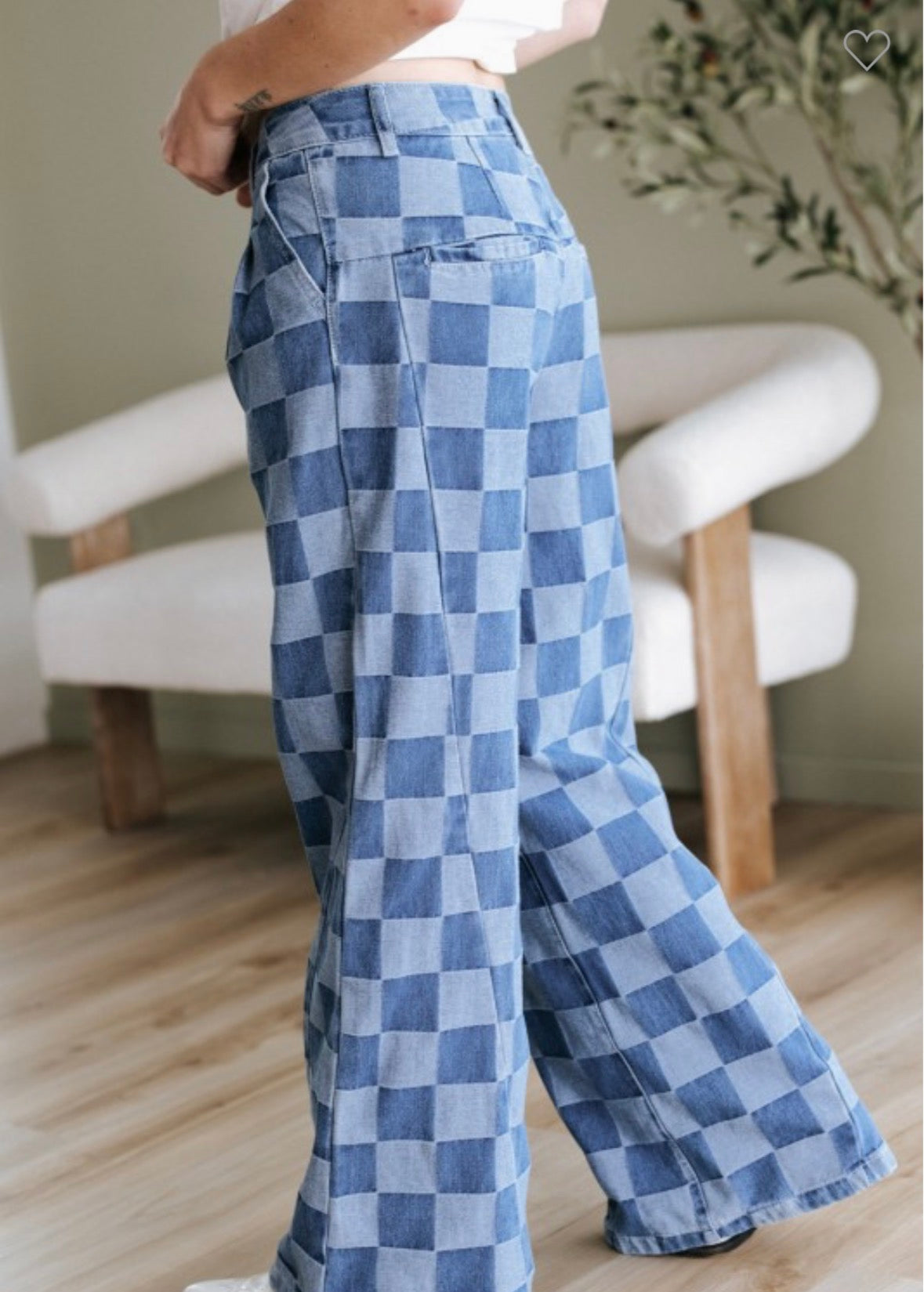 Checkered Denim Jeans