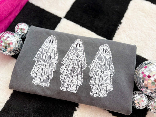 Lace Ghosties Embroidered Halloween Tee