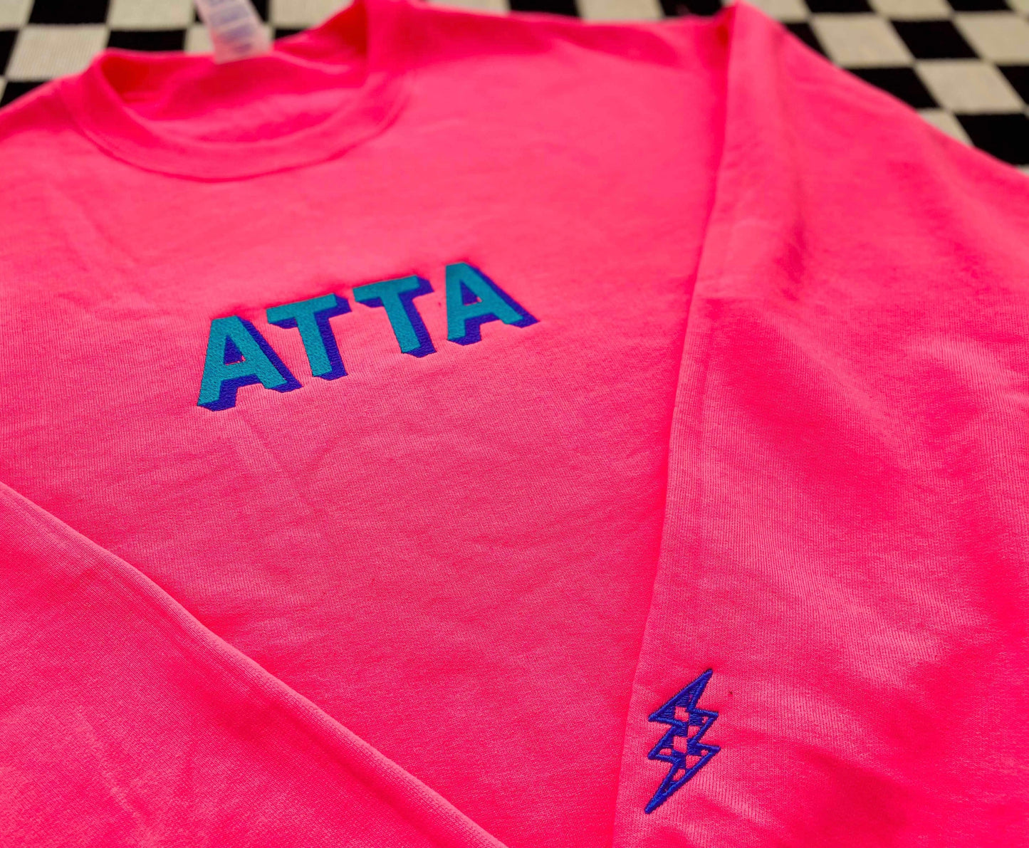 Neon Embroidered ATTA Brand Crewnecks