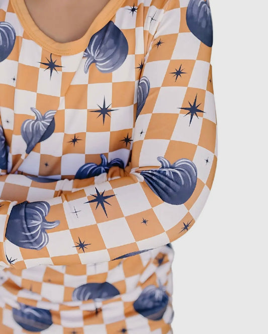 Kids Bamboo PJ's - Checkered Pumpkins