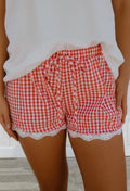 Red Gingham Lace Shorts