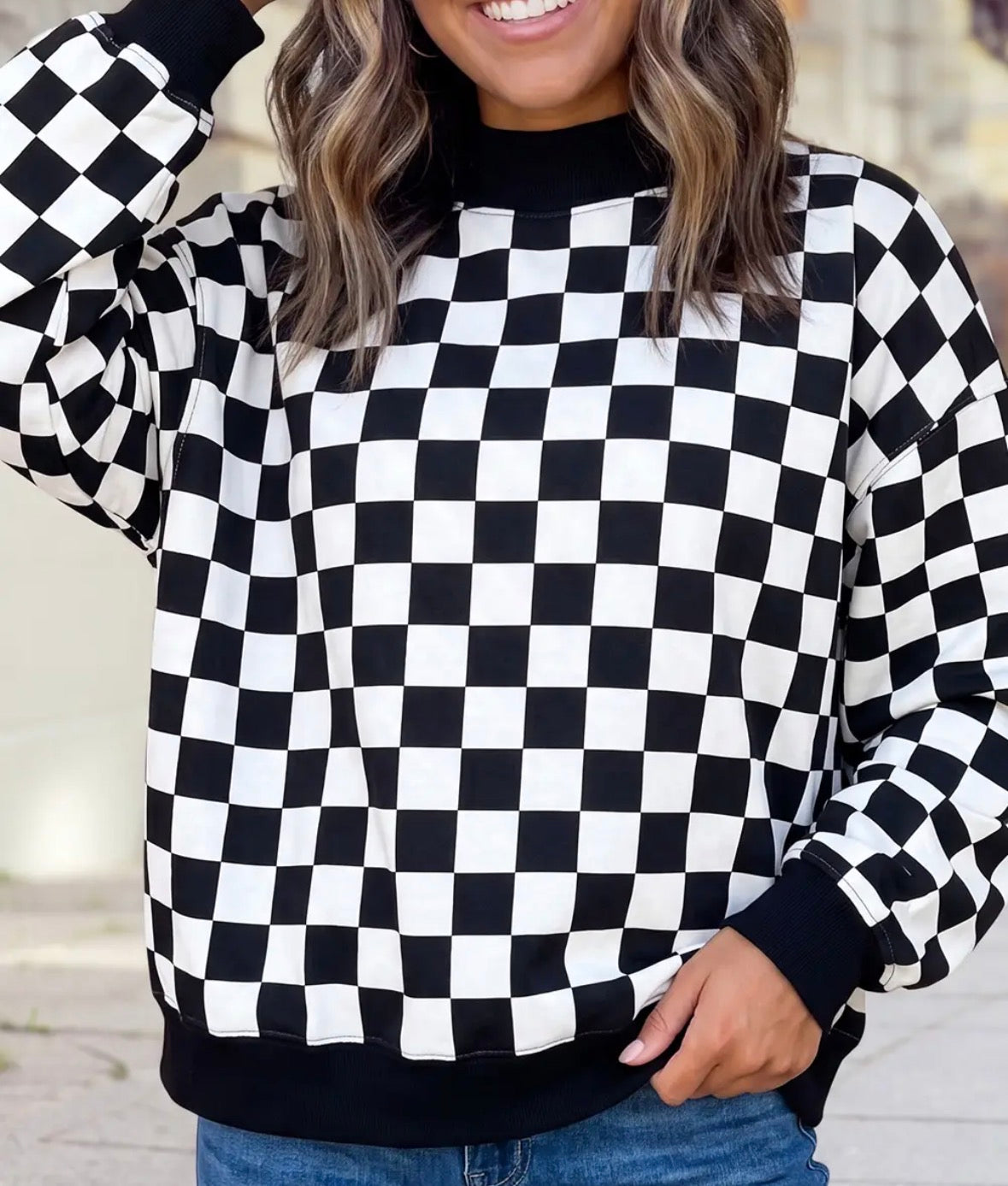 Gameday/Checkered Reversible Mockneck