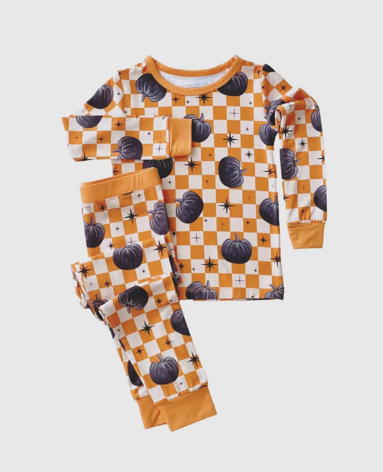 Kids Bamboo PJ's - Checkered Pumpkins