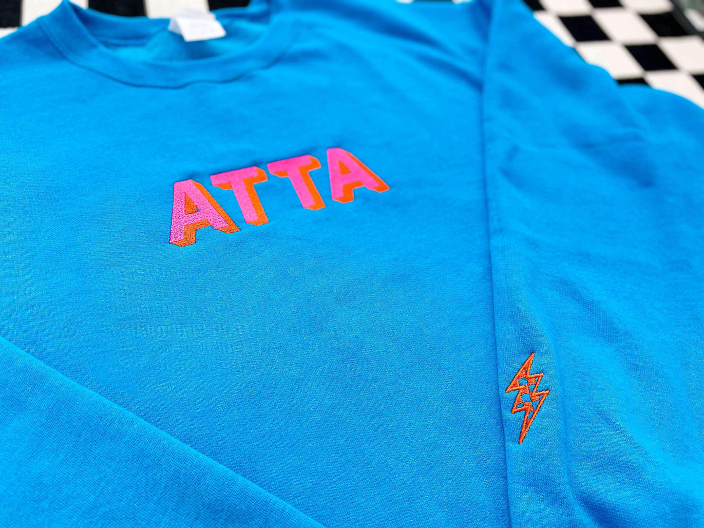 Neon Embroidered ATTA Brand Crewnecks