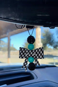 Checkered Bow Car Charm