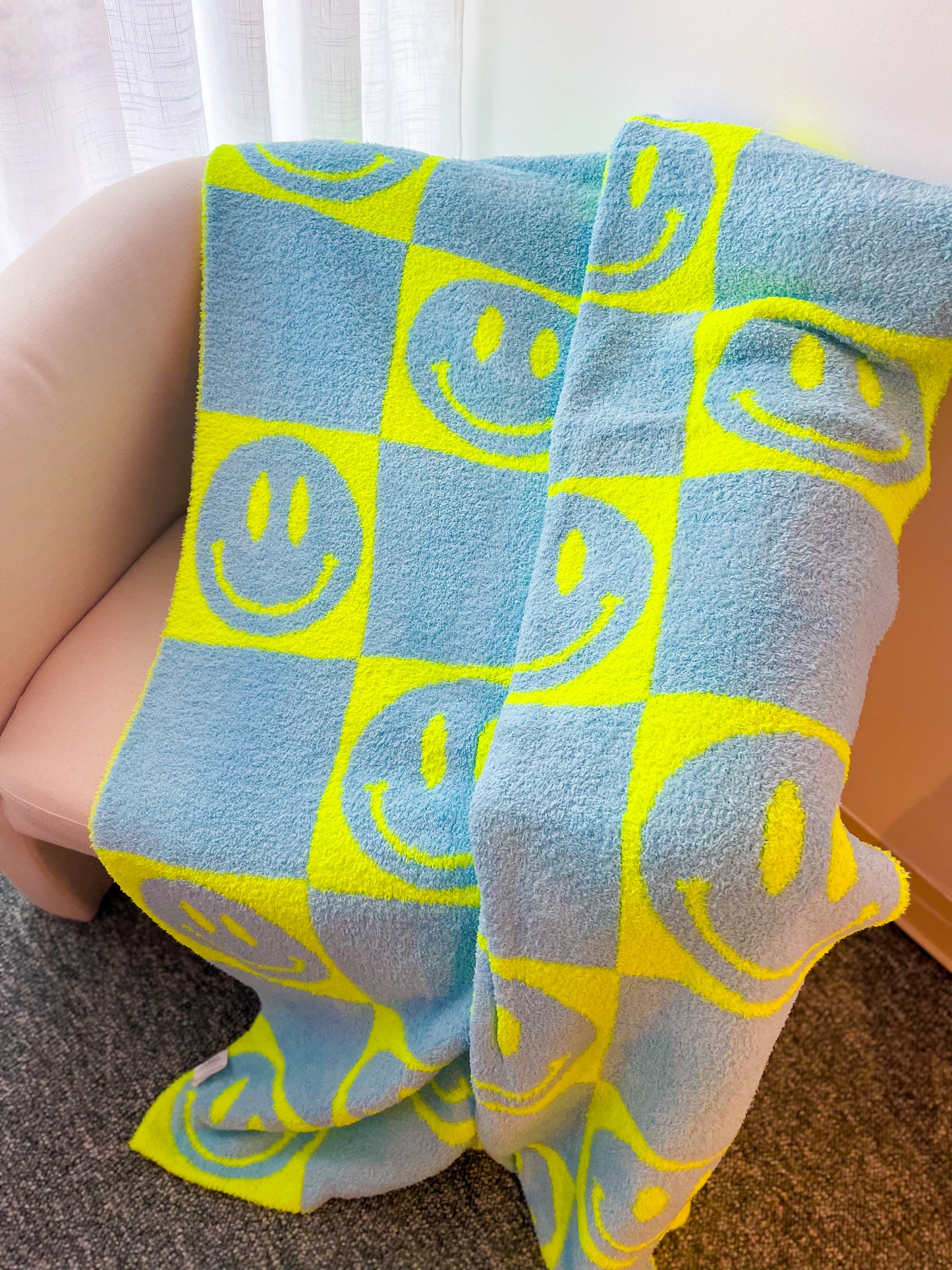 Neon Smiley Checkered Lux Blankets (2 colors)