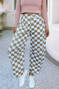 Checked Barrel Jeans