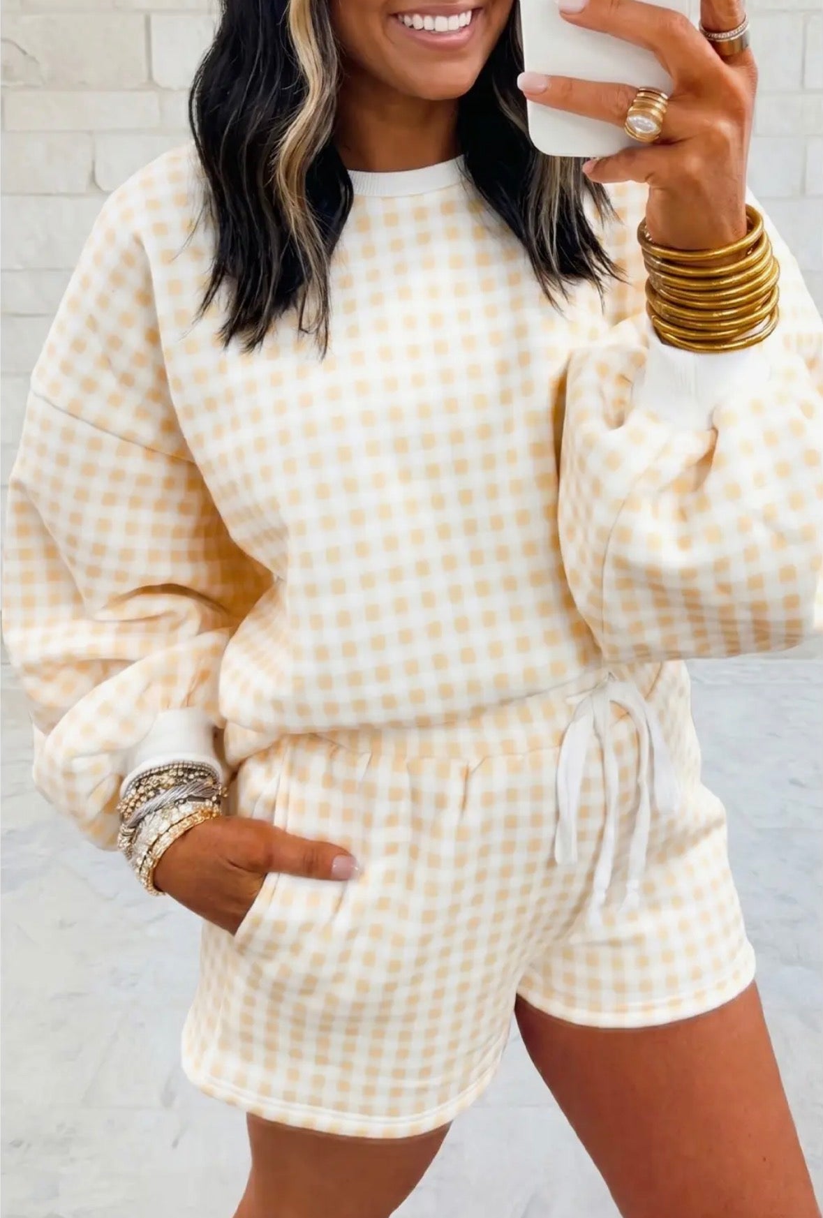 Gingham lounge wear set