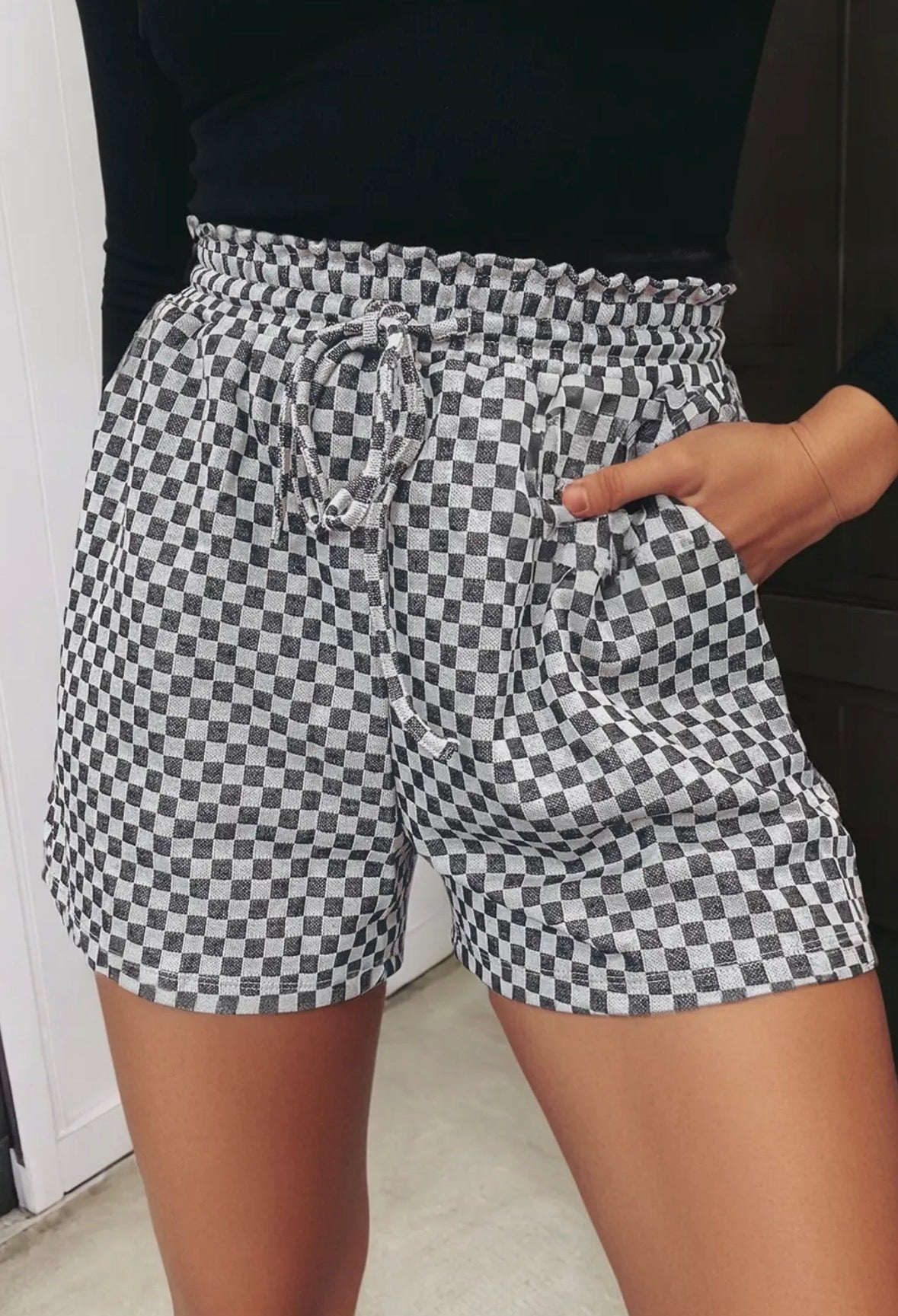 Checked Drawstring shorts