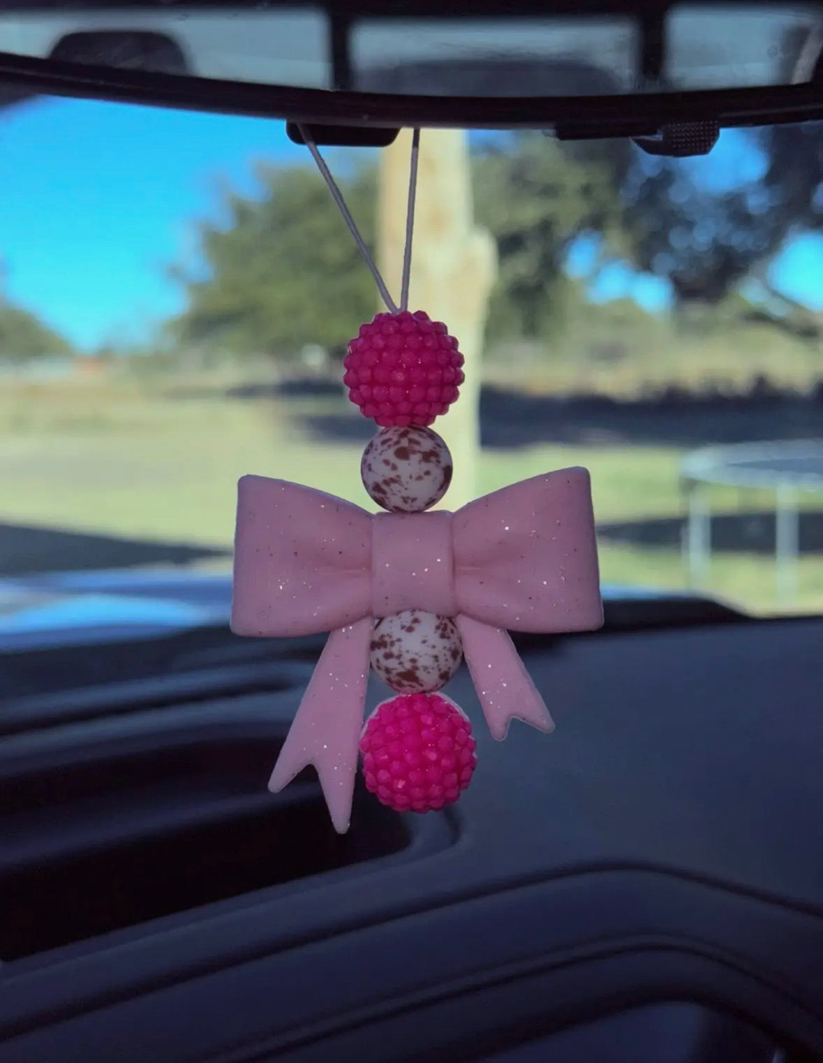 Pink Bow Car Charm