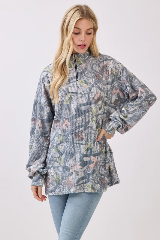 Camo Ribbed Quarter Zip