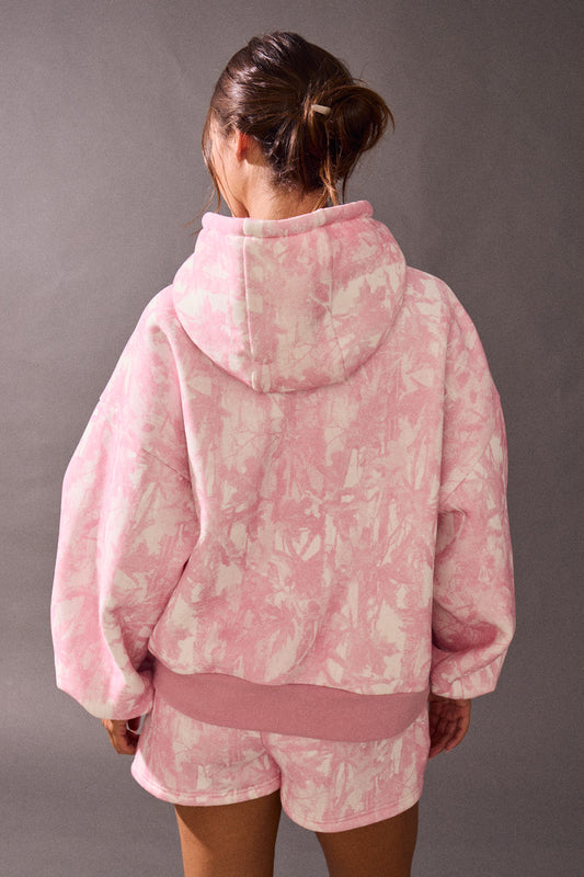 Pink Camo Hoodie Short Set
